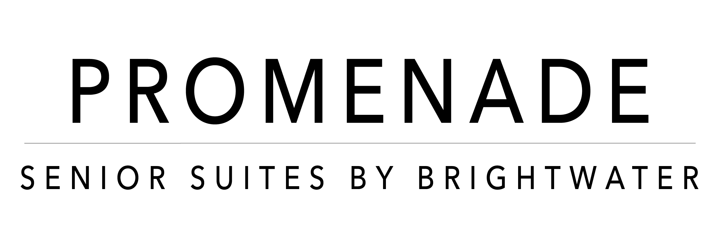 Promenade senior living logo outlined in black